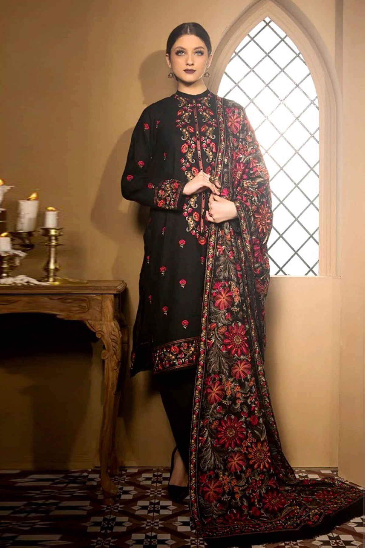 Bareeze 3PC Embroidered Dhanak Suit with Heavy Embroidered Shawal -BS102139