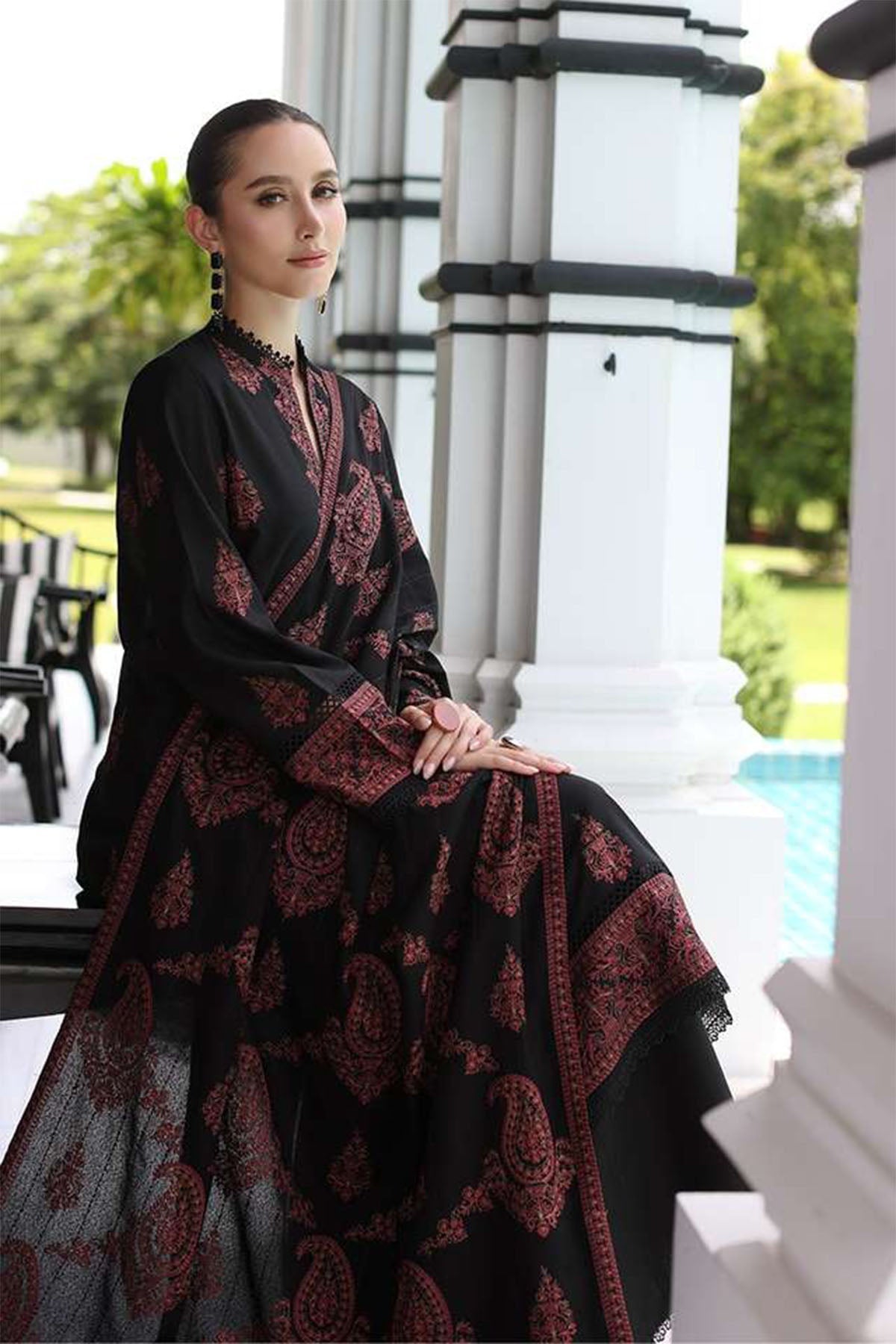Bareeze 3PC Embroidered Karandi Suit with Heavy Embroidered Shawal -BS1965