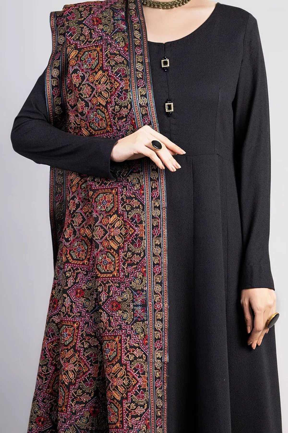 Bareeze 3PC Embroidered Karandi Suit with Heavy Embroidered Shawal -BS2062