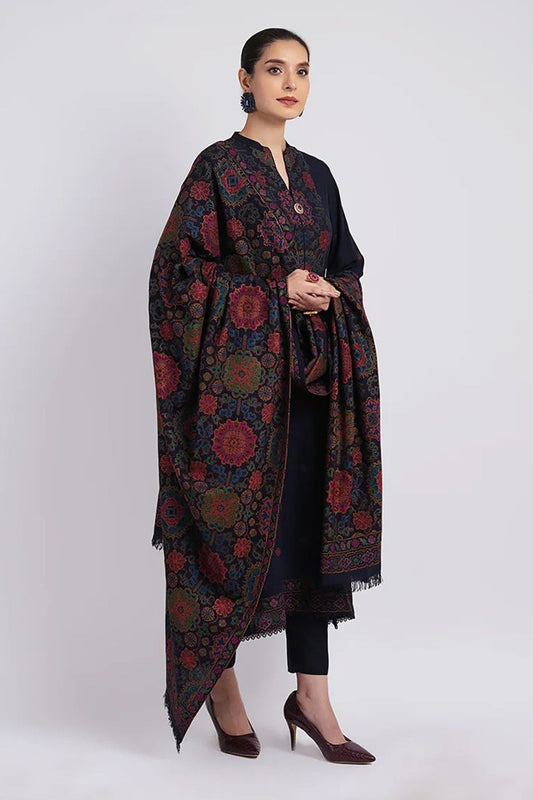 Bareeze 3PC Embroidered Karandi Suit with Heavy Embroidered Shawal -BS2056