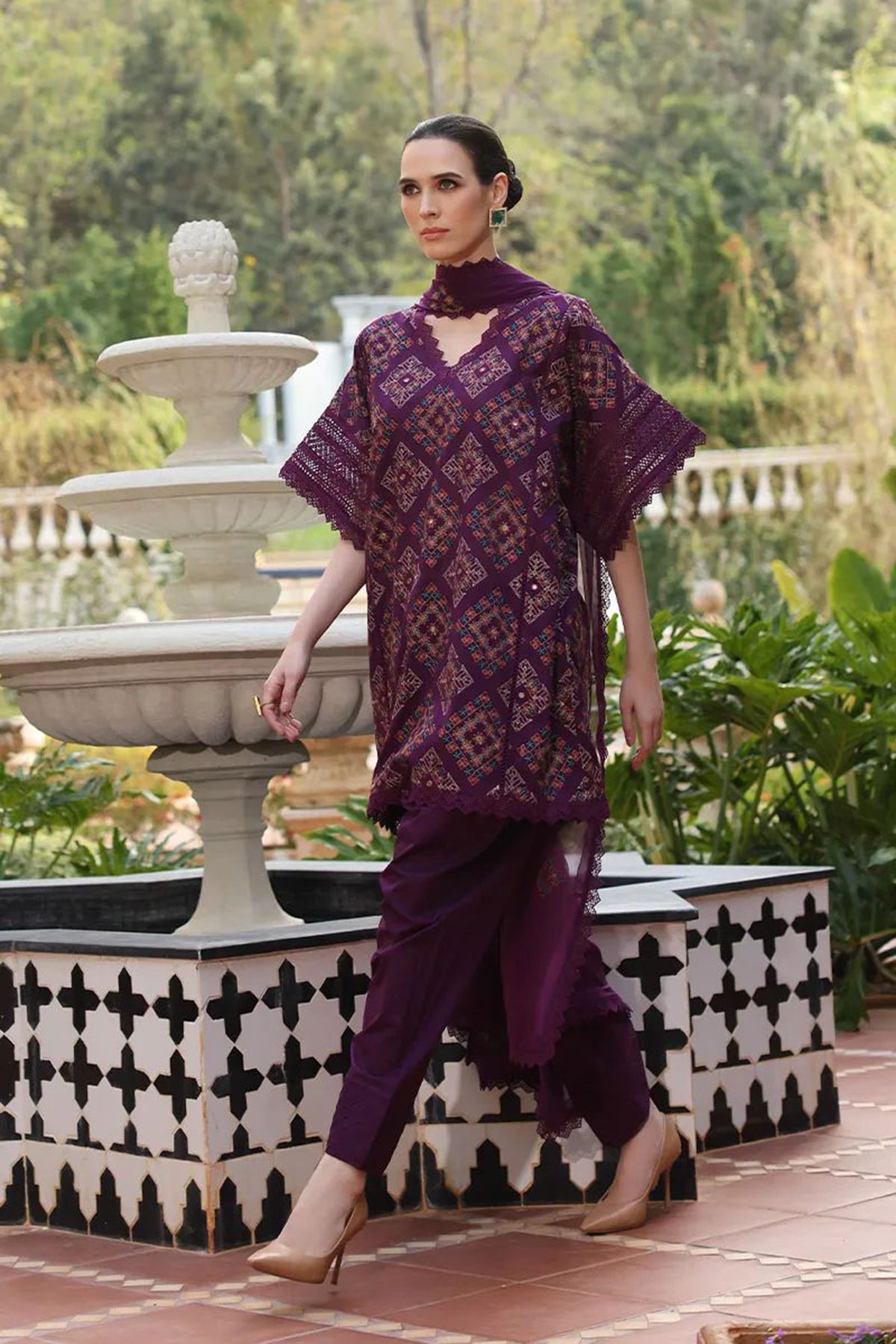 Bareeze 3PC Embroidered Karandi Suit with Embroidered Shwal -BS2138