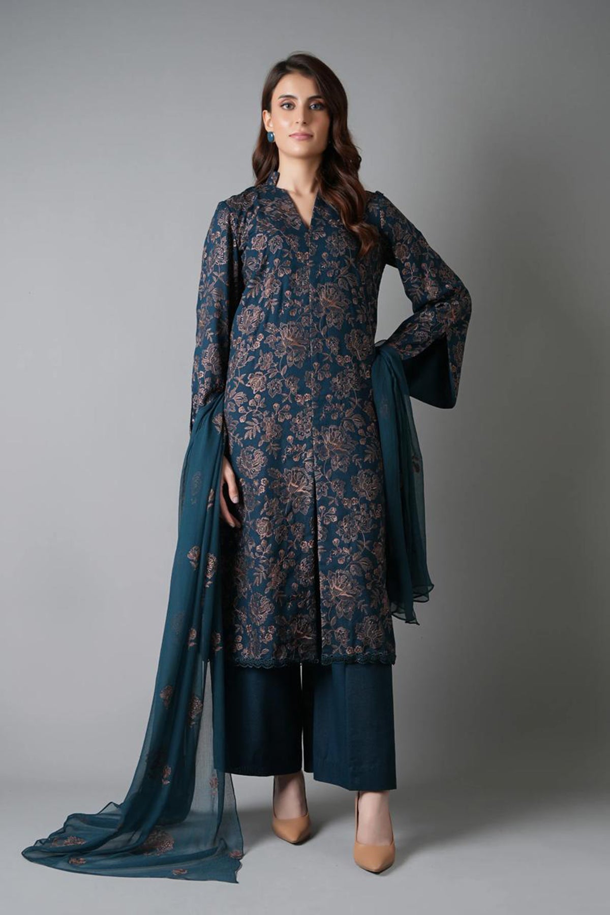 Bareeze 3PC Embroidered Dhanak Suit with Embroidered Shwal -BS2140