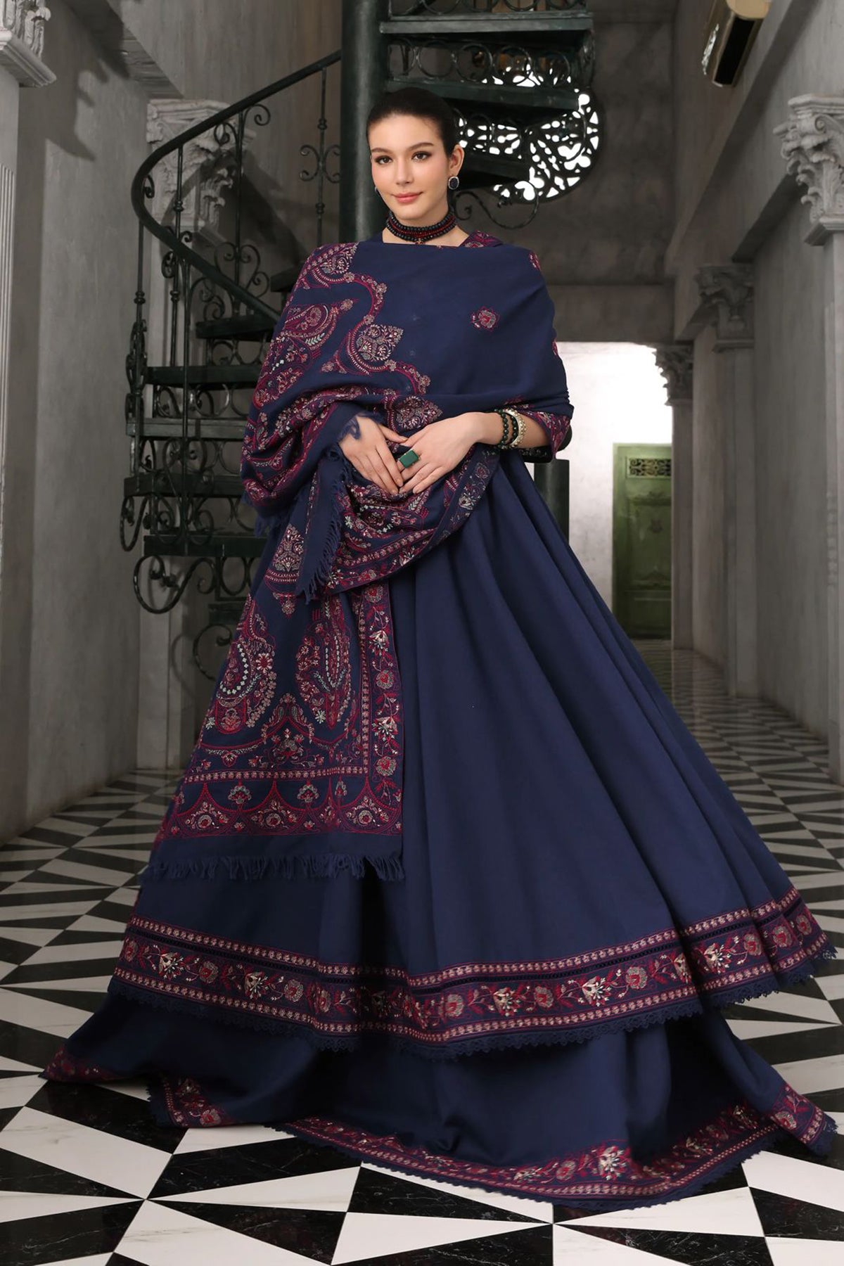 Bareeze 3PC Embroidered Karandi Suit with Embroidered Shwal -BS2143
