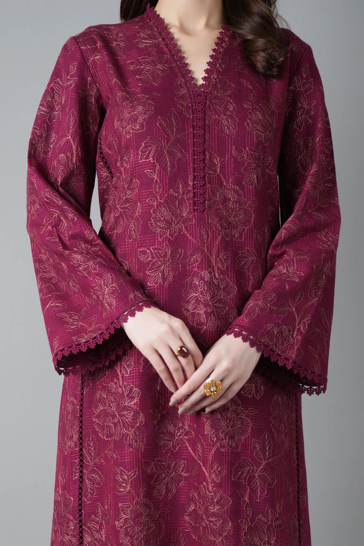 Bareeze 3PC Embroidered Karandi Suit with Embroidered Shwal -BS2147