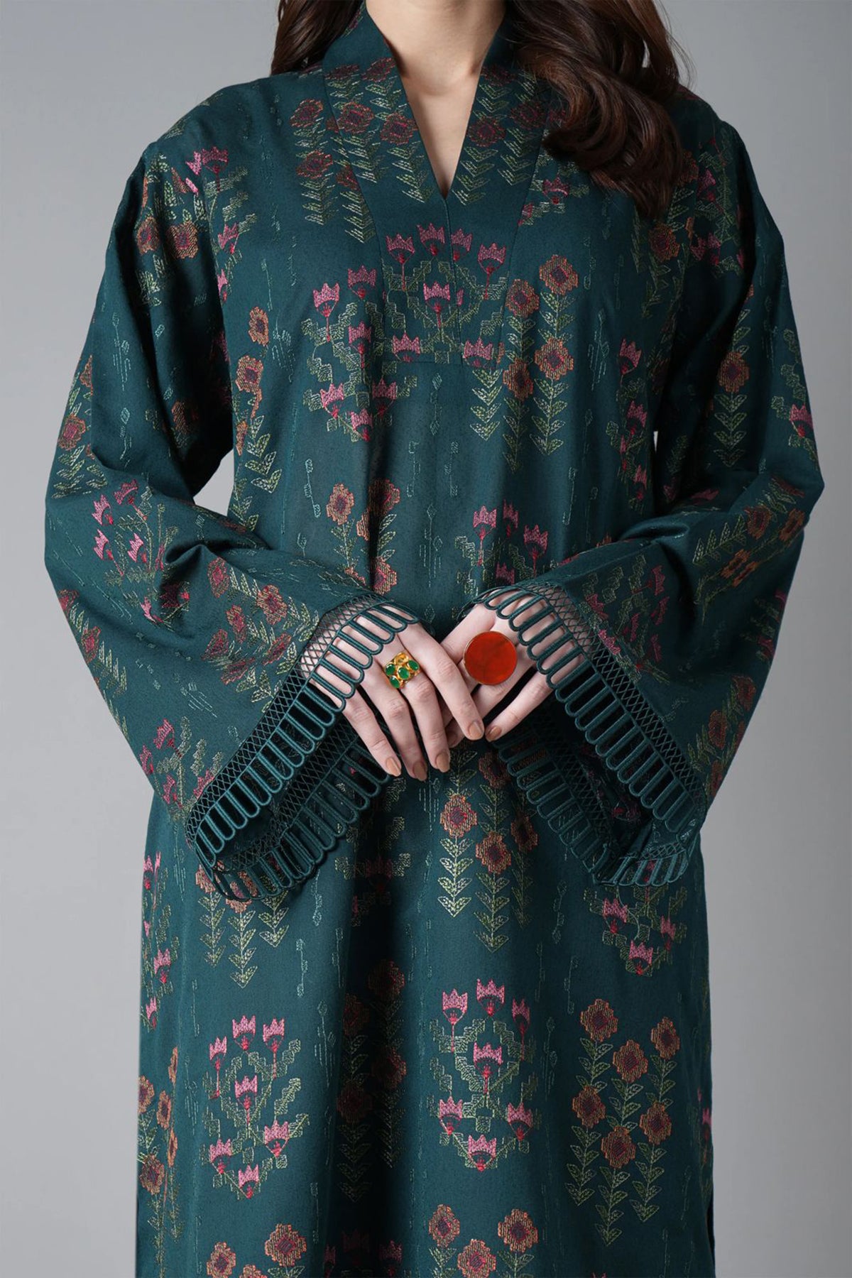 Bareeze 3PC Embroidered Karandi Suit with Embroidered Shwal -BS2148