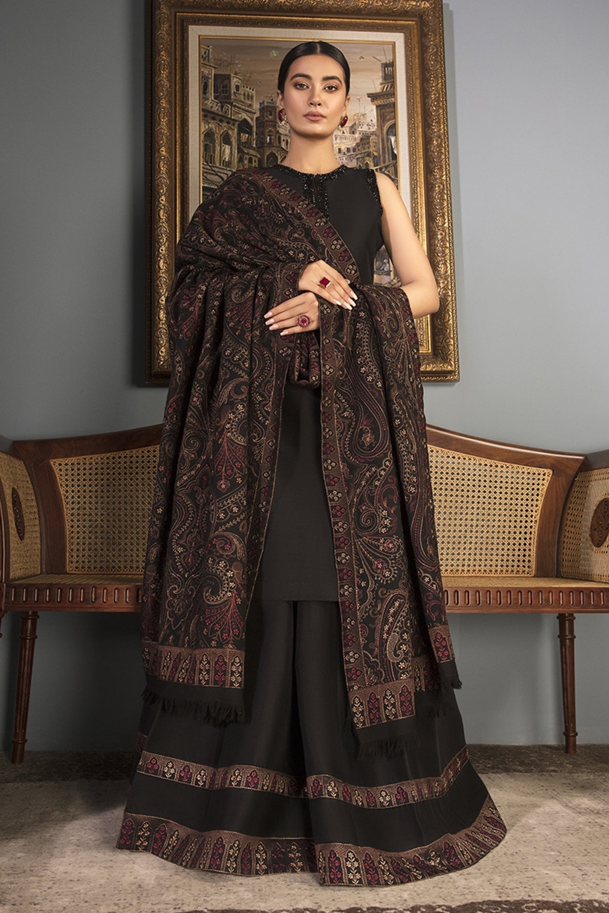 Bareeze 3PC Embroidered Karandi with Embroidered Dhanak Shawl - BS1763