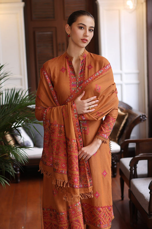 Bareeze 3PC Embroidered Karandi with Embroidered Shawl - BS1787
