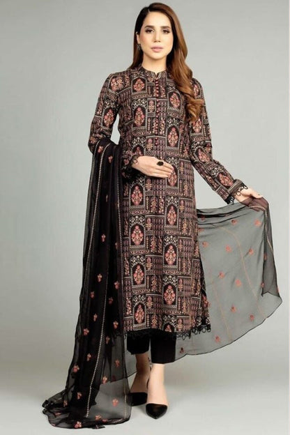 Bareeze Embroidered Lawn 3pc with Crinkle Chiffon dupatta- BS2089