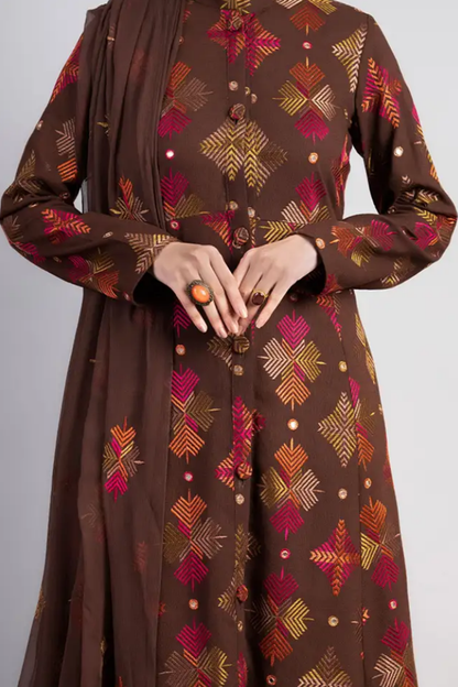 Bareeze Embroidered Lawn 3pc with Embroidered Crinkle Chiffon Dupatta- BS2033