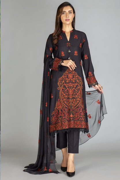 Bareeze 3PC Embroidered Dhanak Suit with Heavy Embroidered chiffon dupatta-BS102188