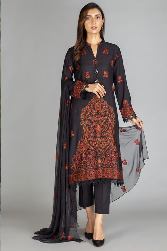 Bareeze 3PC Embroidered Dhanak Suit with Heavy Embroidered chiffon dupatta-BS102188