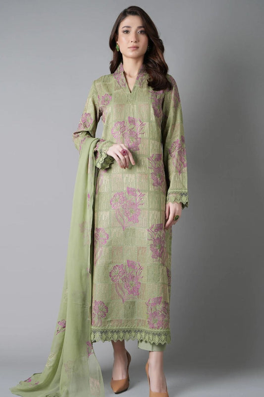 Bareeze 3PC Embroidered Lawn Suit with Embroidered chiffon Dupatta -BS2279