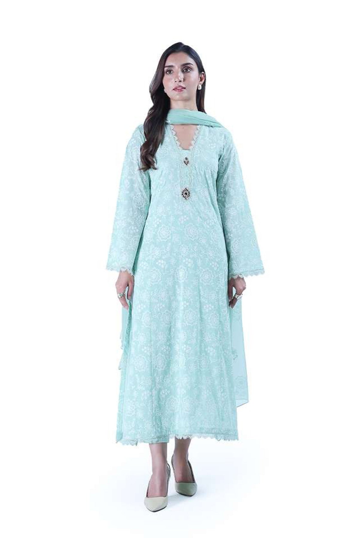 Bareeze Embroidered Lawn 3pc with Embroidered Chiffon Dupatta- BS1995