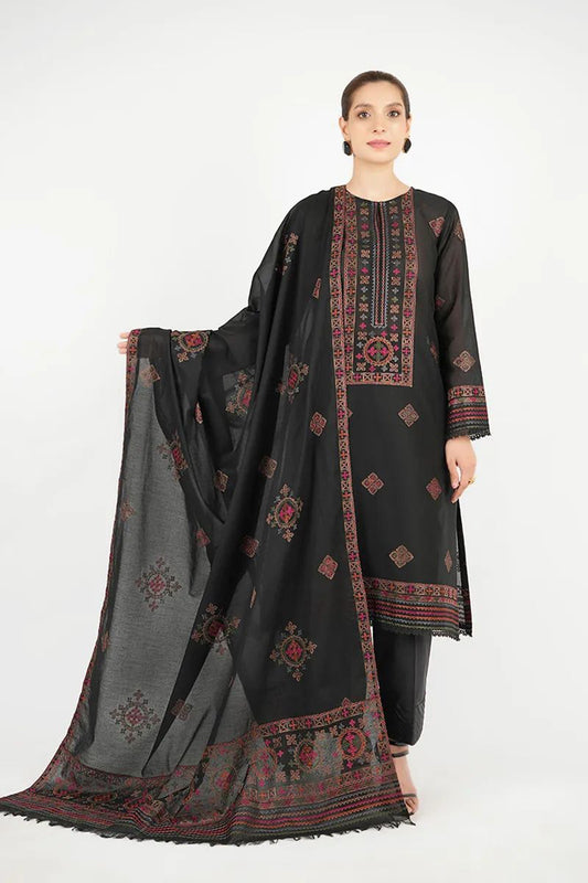 Bareeze 3PC Embroidered Dhanak Suit with Heavy Embroidered Shawal -BS2057