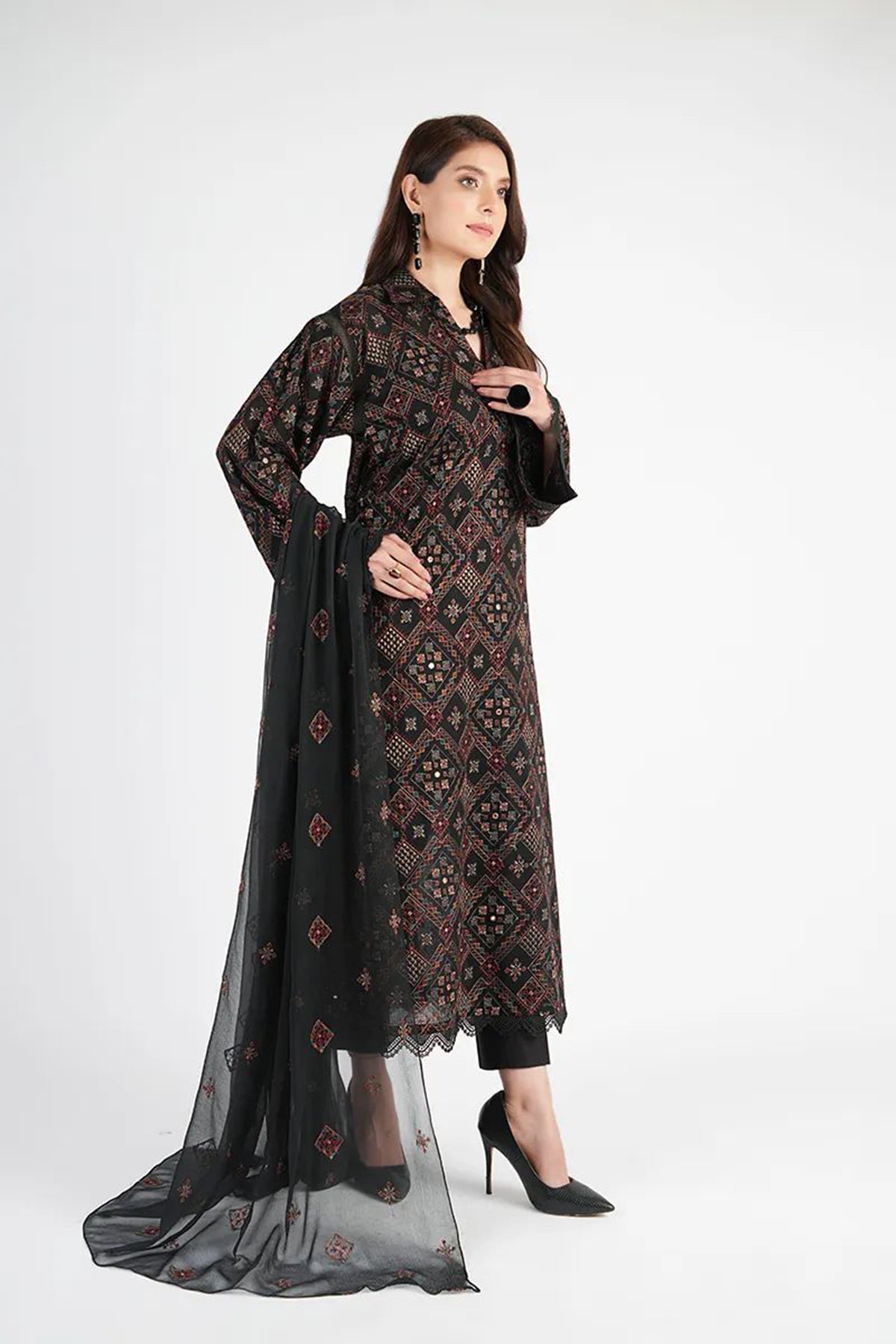 Bareeze 3PC Embroidered Dhanak Suit with Embroidered Shwal -BS2076