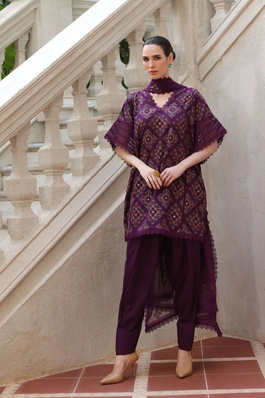Bareeze 3PC Embroidered Karandi Suit with Embroidered Shwal -BS2138