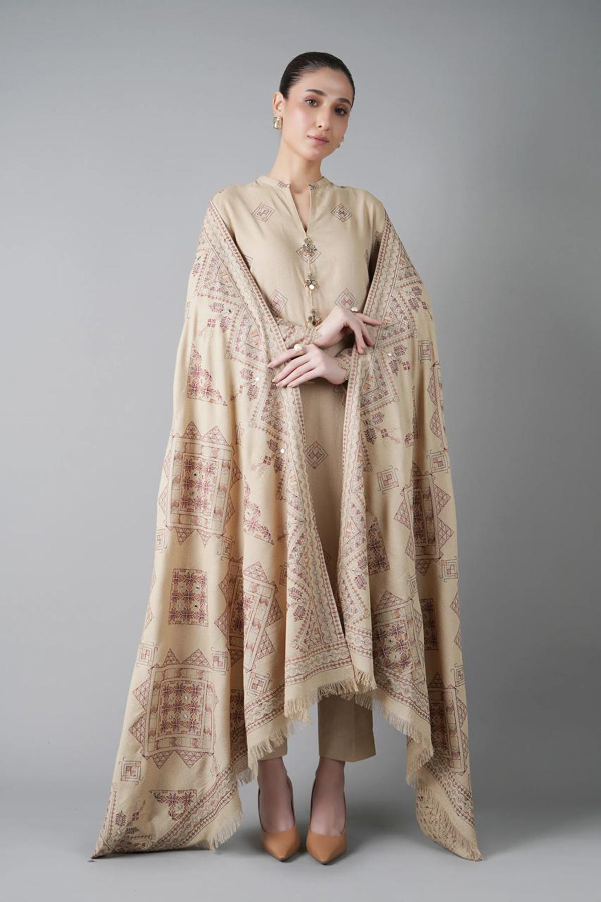 Bareeze 3PC Embroidered Dhanak Suit with Embroidered Shwal -BS2150