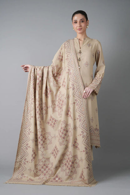 Bareeze 3PC Embroidered Dhanak Suit with Embroidered Shwal -BS2150
