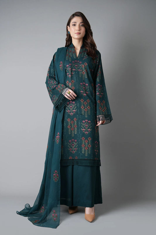 Bareeze 3PC Embroidered Dhanak Suit with Embroidered Shwal -BS2148