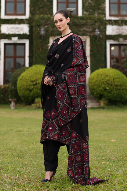 Bareeze 3PC Embroidered Karandi Suit with Embroidered Shawal -BS2152
