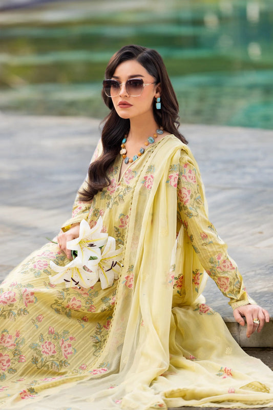 Bareeze 3PC Embroidered Lawn Suit with Embroidered chiffon Dupatta -BS2256