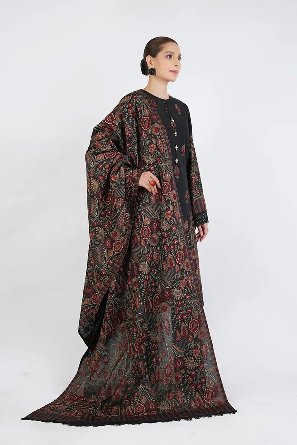 Bareeze 3PC Embroidered Karandi Suit with Heavy Embroidered Shawal -BS2059