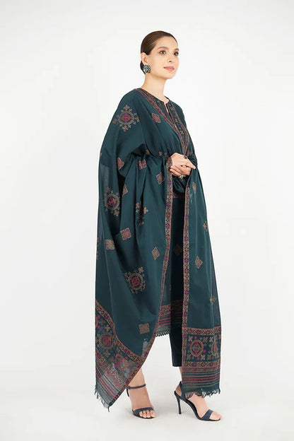 Bareeze 3PC Embroidered Dhanak Suit with Heavy Embroidered Shawal -BS2058