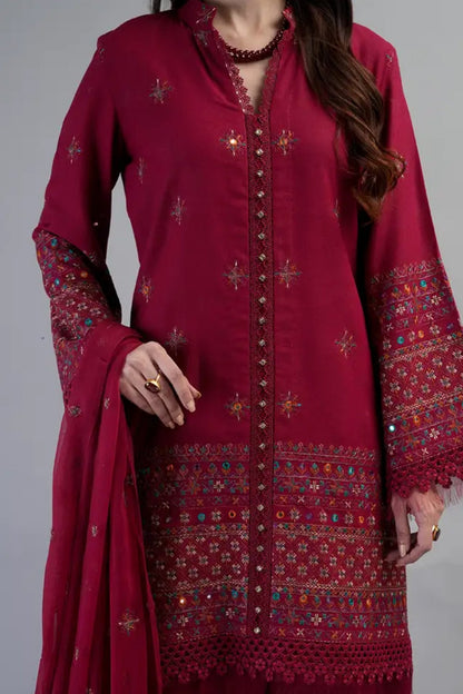Bareeze Embroidered Lawn 3pc with Embroidered Crinkle Chiffon Dupatta- BS2025