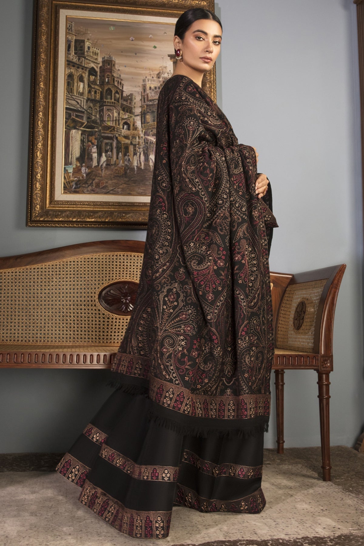 Bareeze 3PC Embroidered Dhanak with Embroidered Dhanak Shawl - BS1763