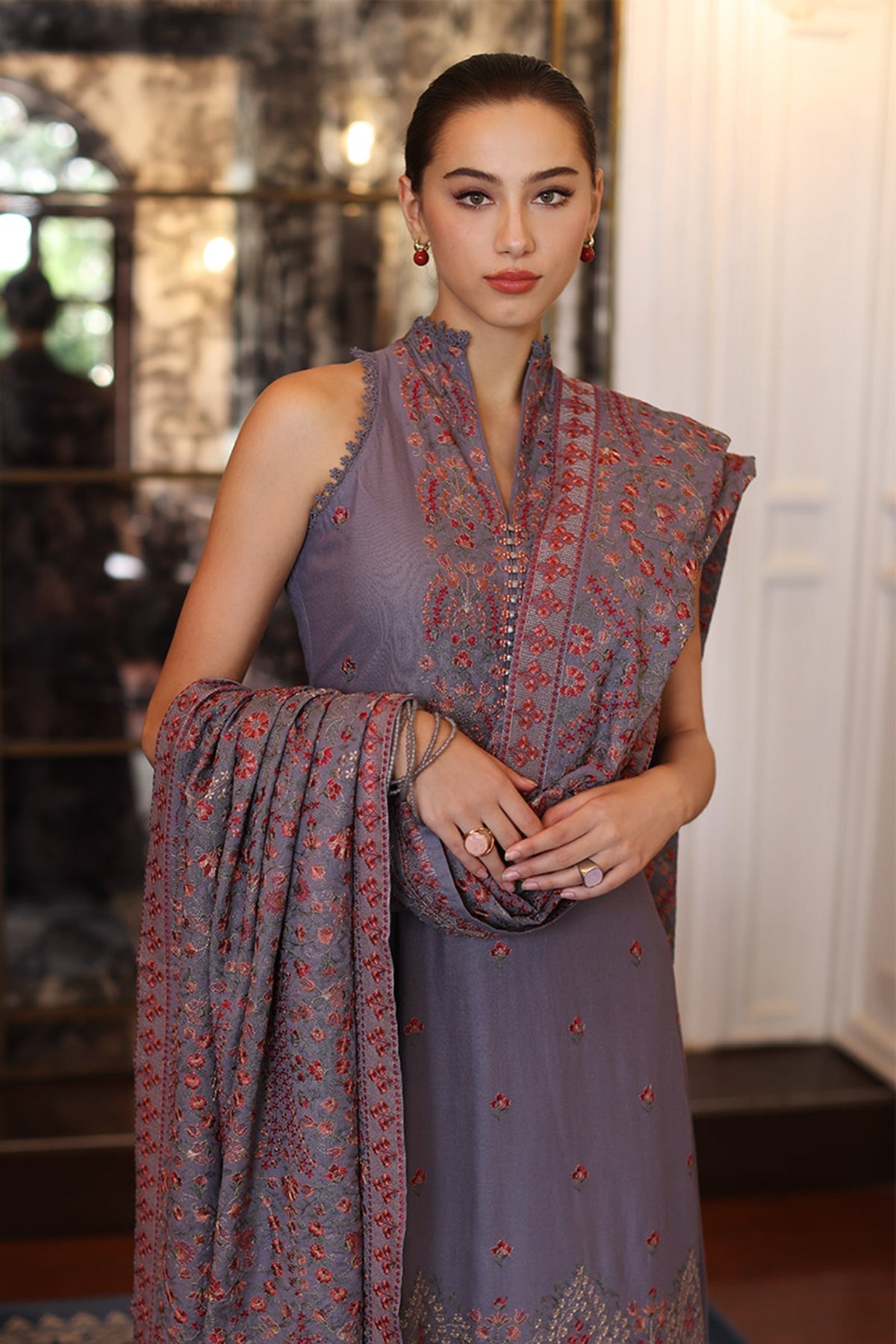 Bareeze 3PC Embroidered Dhanak with Embroidered Dhanak Shawl - BS1778