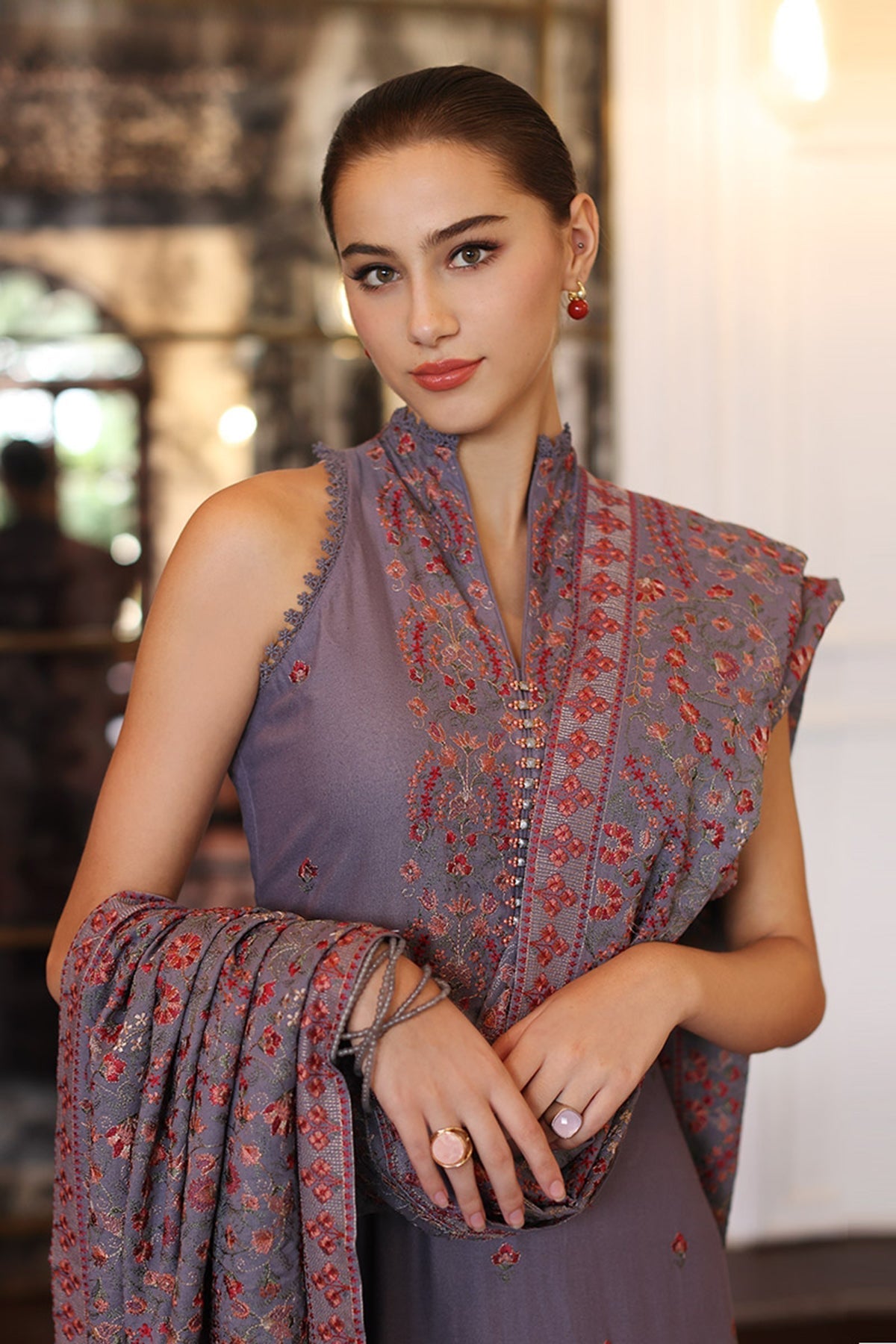Bareeze 3PC Embroidered Dhanak with Embroidered Dhanak Shawl - BS1778