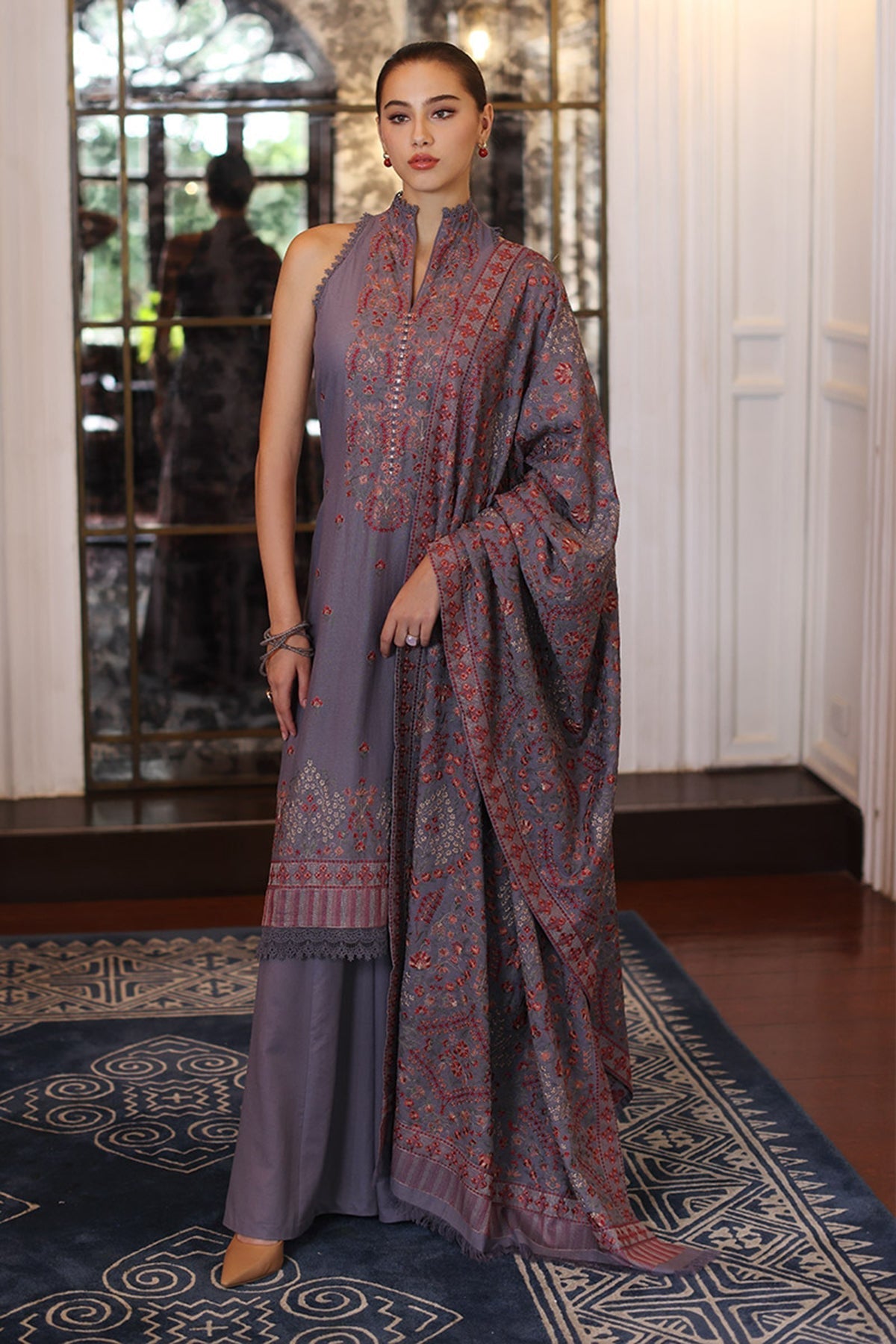 Bareeze 3PC Embroidered Dhanak with Embroidered Dhanak Shawl - BS1778