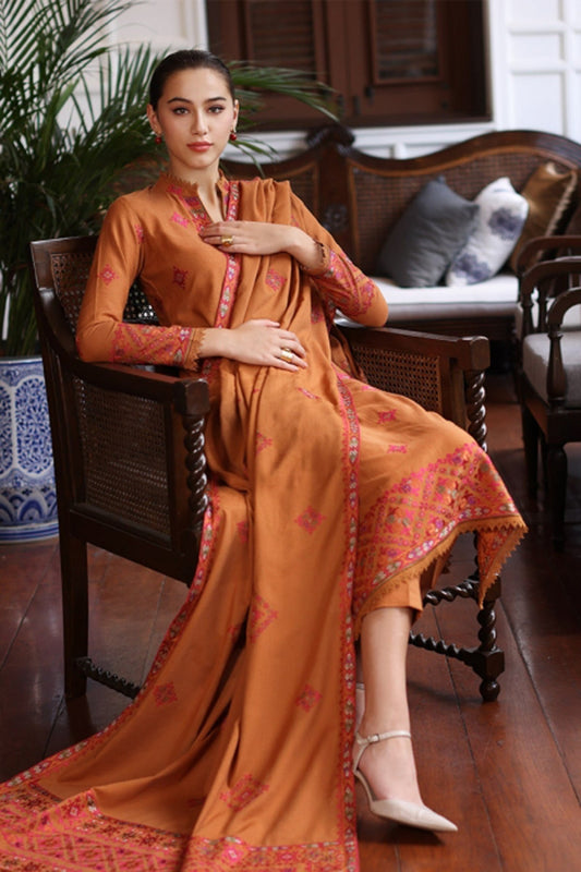 Bareeze 3PC Embroidered Dhanak with Embroidered Shawl - BS1787