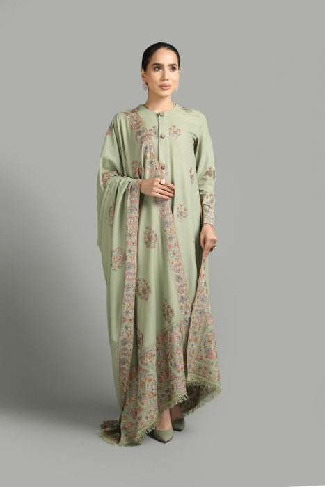 Bareeze 3PC Embroidered Dhanak Suit with Heavy Embroidered Shawal -BS1943