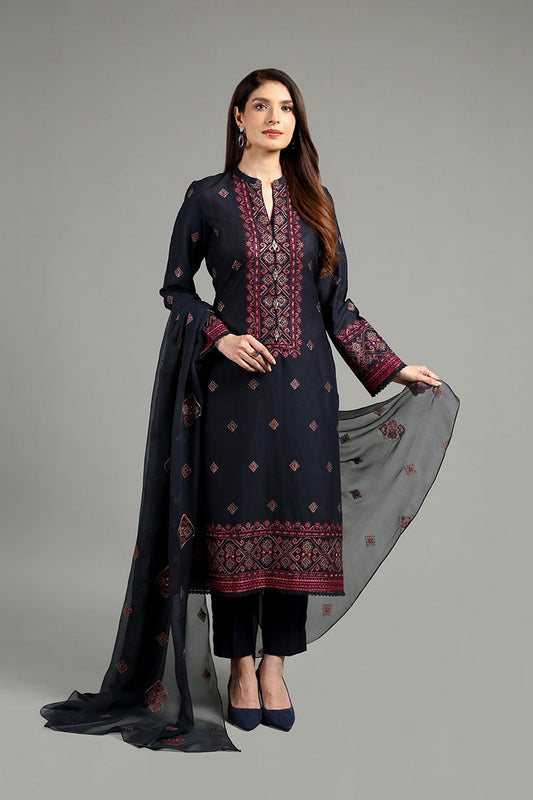 Bareeze Embroidered Lawn 3pc with Embroidered Chiffon Dupatta- BS1879