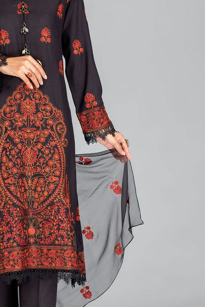 Bareeze 3PC Embroidered Dhanak Suit with Heavy Embroidered chiffon dupatta-BS102188