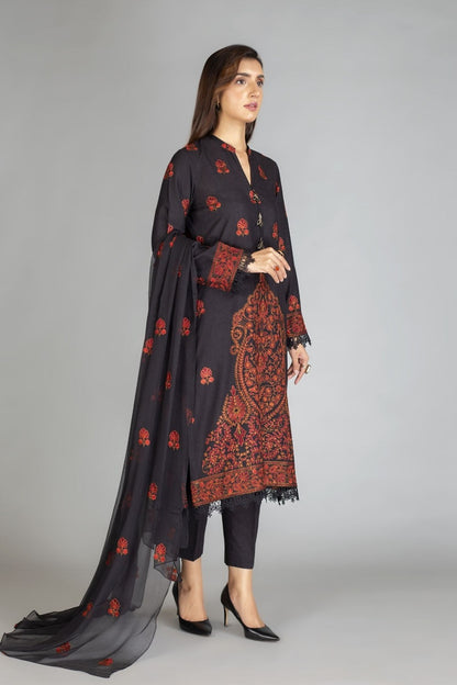Bareeze 3PC Embroidered Dhanak Suit with Heavy Embroidered chiffon dupatta-BS102188