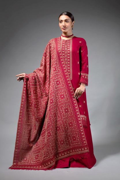 Bareeze 3PC Embroidered Karandi with Embroidered Dhanak Shawl - BS1777