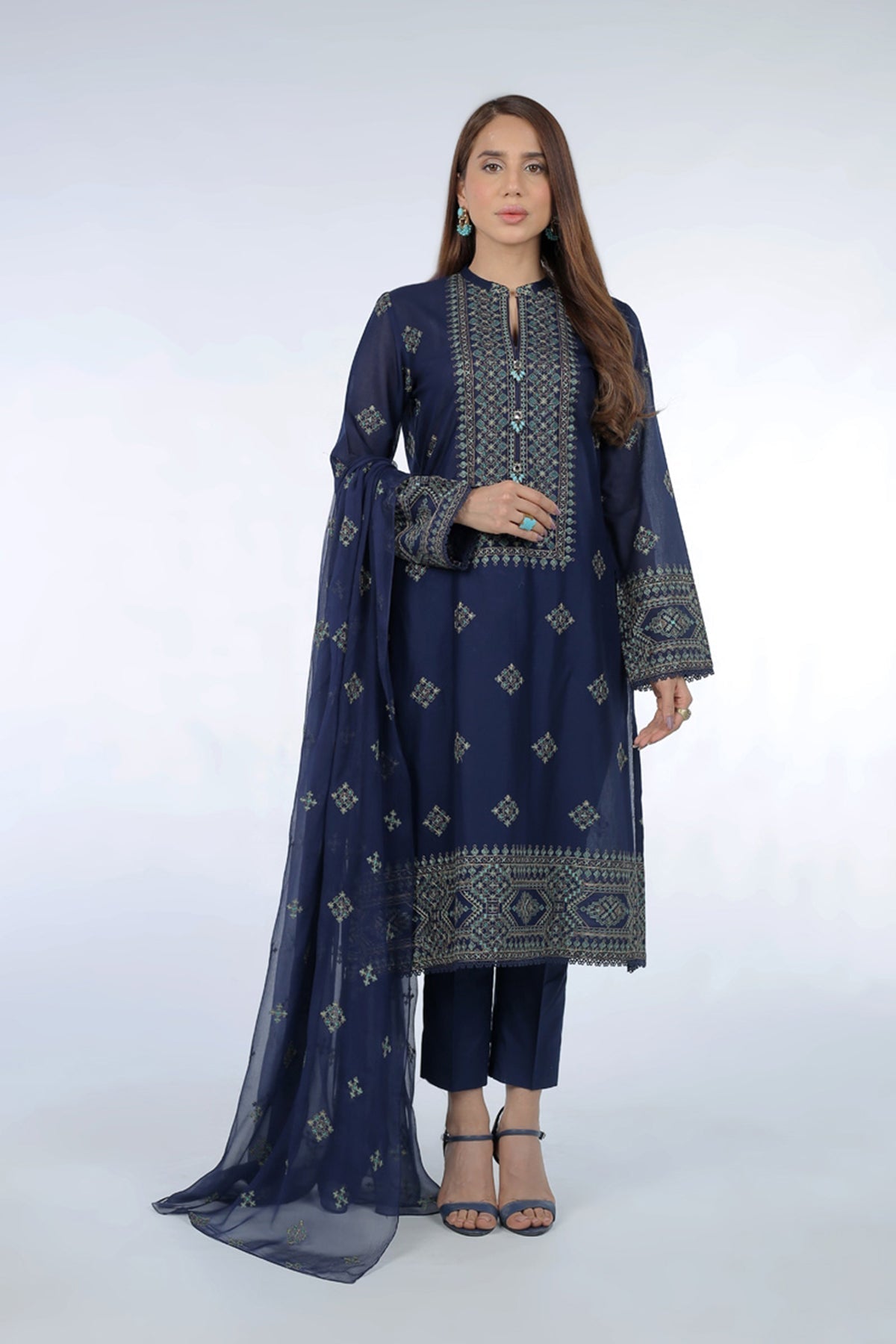 Bareeze Summer Lawn 3pc with Embroidered chiffon dupatta- BS1743
