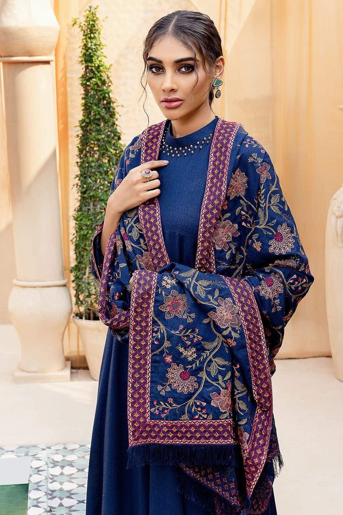 Bareeze 3PC Embroidered Dhanak Suit with Embroidered Shwal -BS102142
