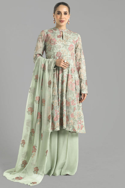 Bareeze Embroidered Lawn 3pc with Embroidered Chiffon Dupatta- BS1915