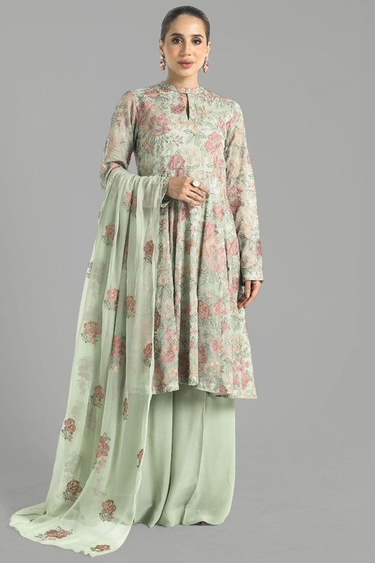 Bareeze Embroidered Lawn 3pc with Embroidered Chiffon Dupatta- BS1915